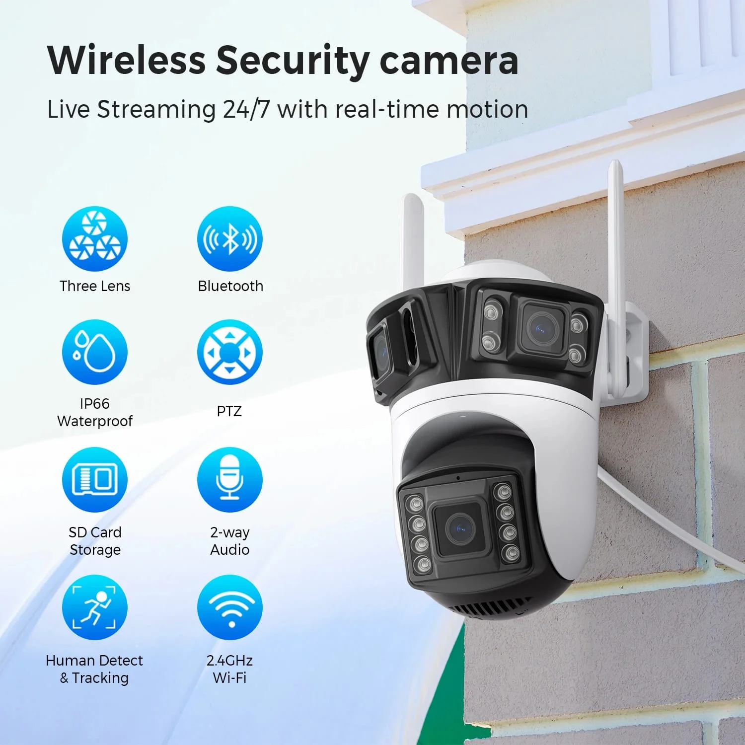 Kamerë ICSEE HD WiFi PTZ me 3 Lente, - Figura 7