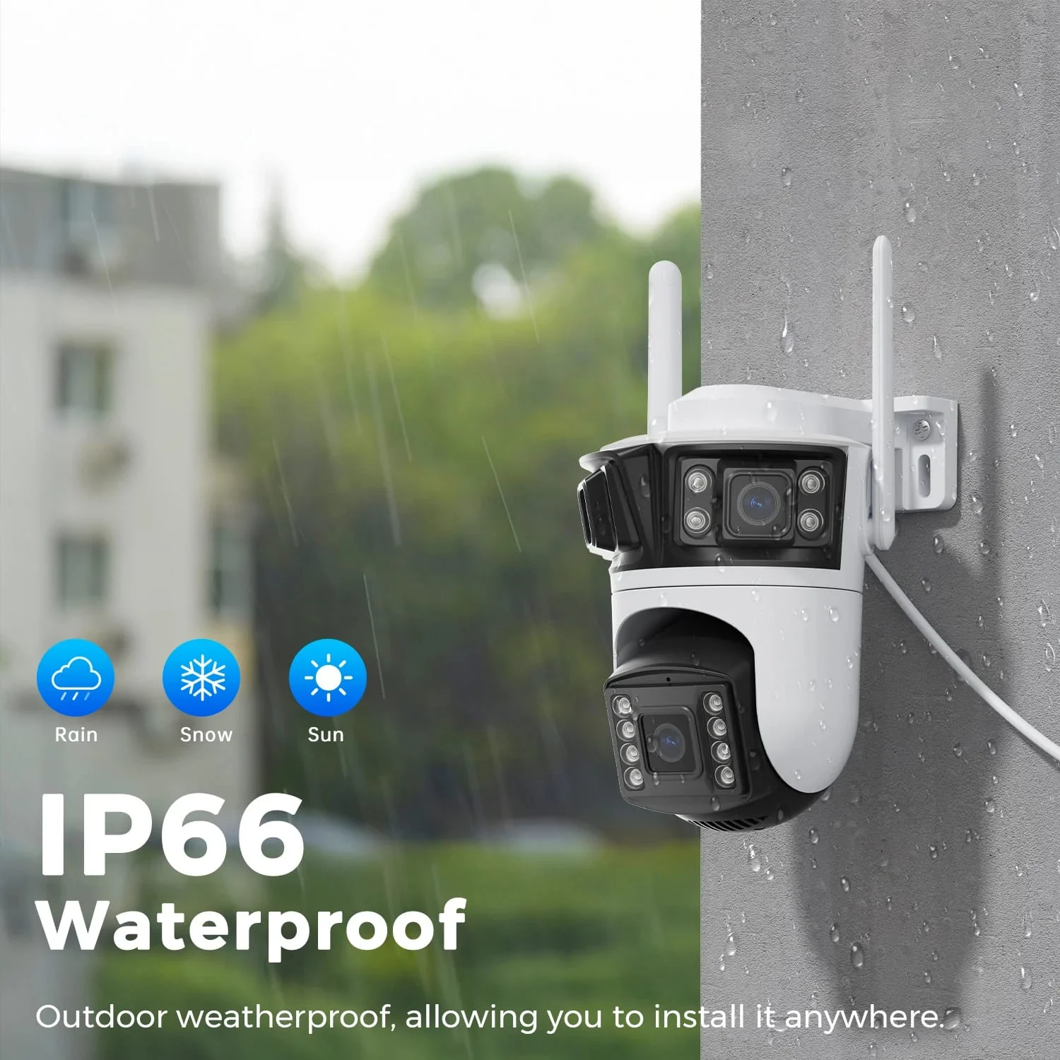 Kamerë ICSEE HD WiFi PTZ me 3 Lente, - Figura 2