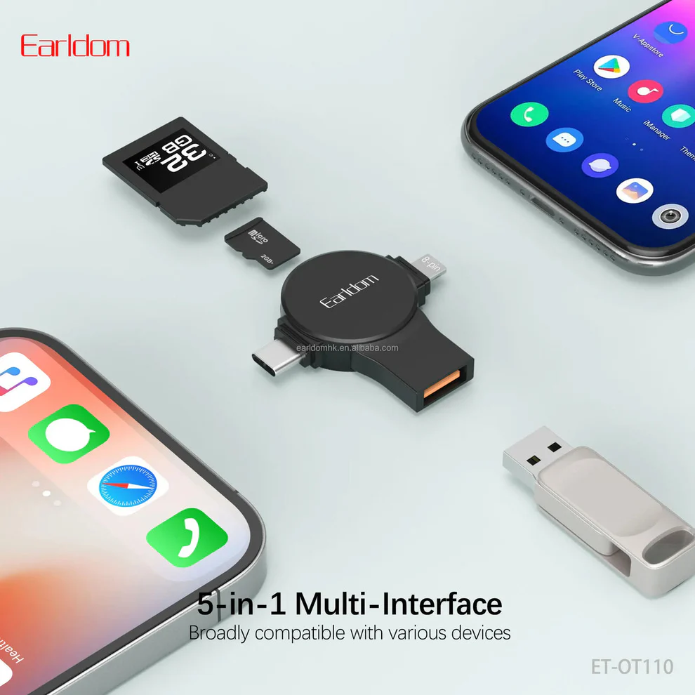 Adapter OTG Earldom 5-në-1 me USB-C dhe Lightning - Figura 2