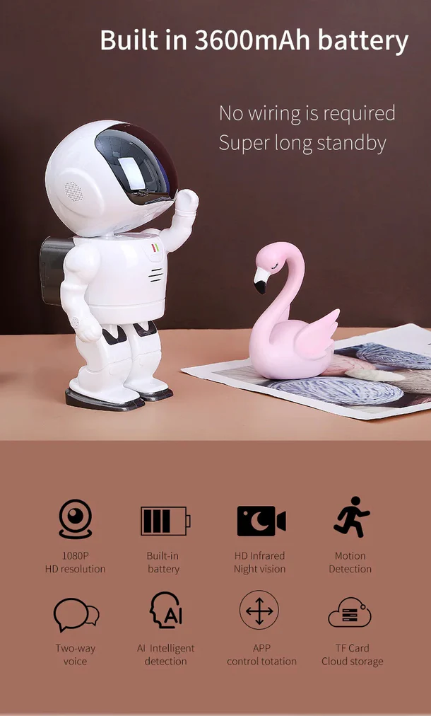 Kamerë Robot WiFi 1080P me Detektim Lëvizjeje dhe Audio Dypalëshe - Figura 5