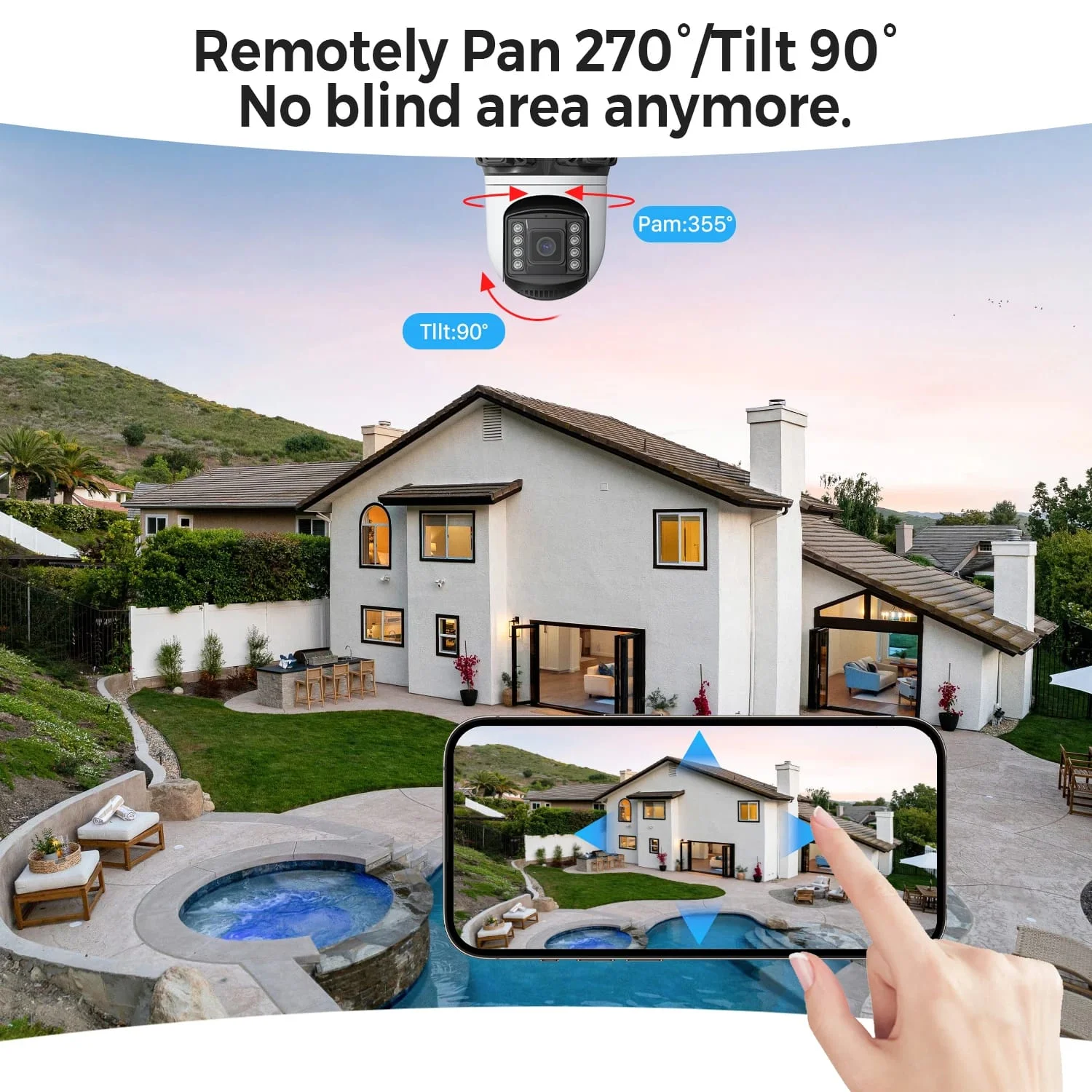 Kamerë ICSEE HD WiFi PTZ me 3 Lente, - Figura 5
