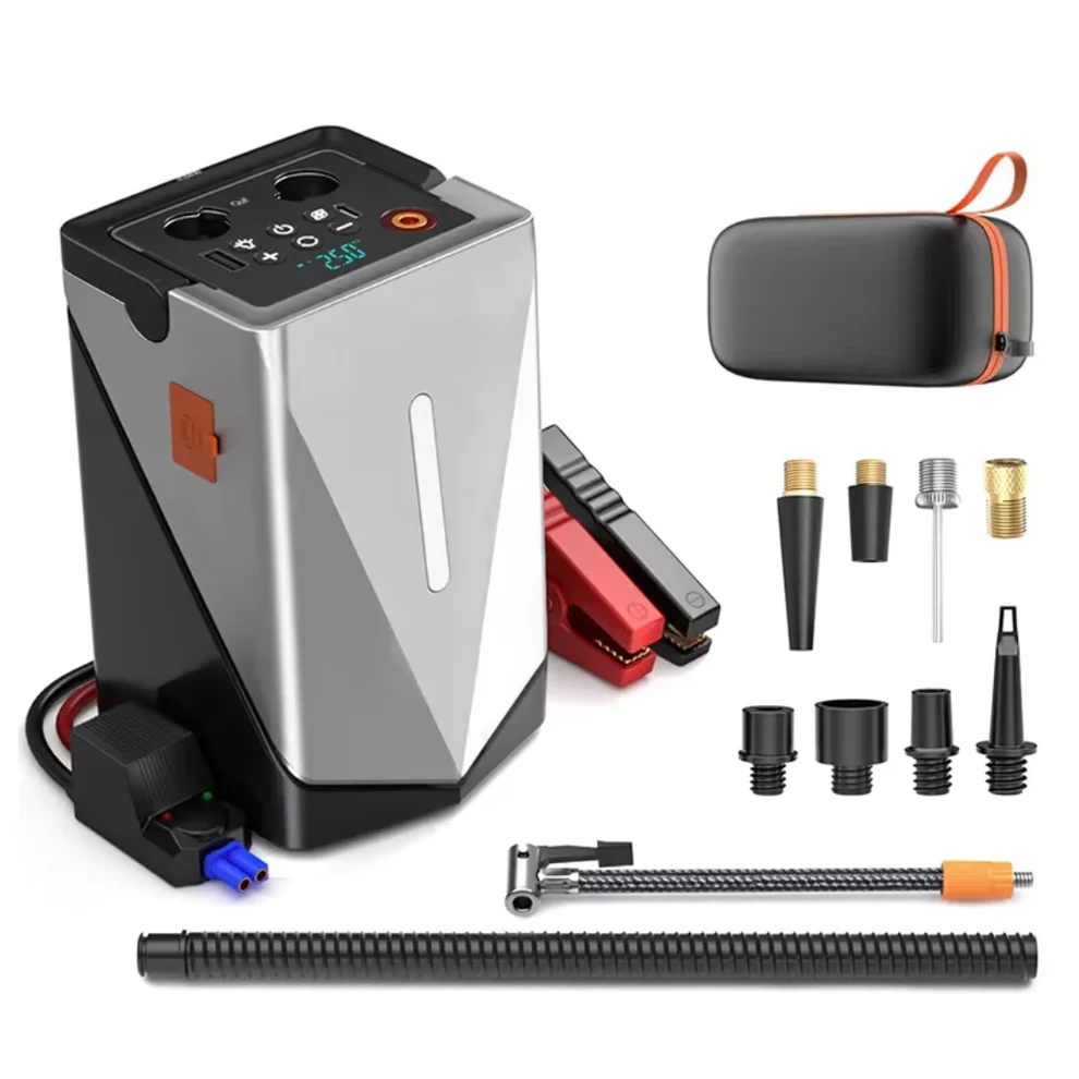 Jump Starter 4 në 1 me Pompë Ajri, 12000mAh