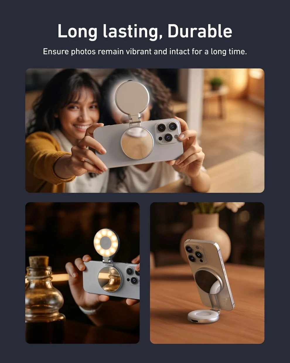 Dritë Magnetike për Selfie me Pasqyrë LED 360° - Figura 3