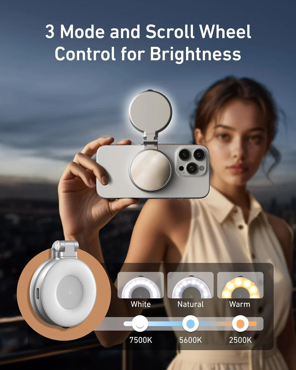 Dritë Magnetike për Selfie me Pasqyrë LED 360° - Figura 5