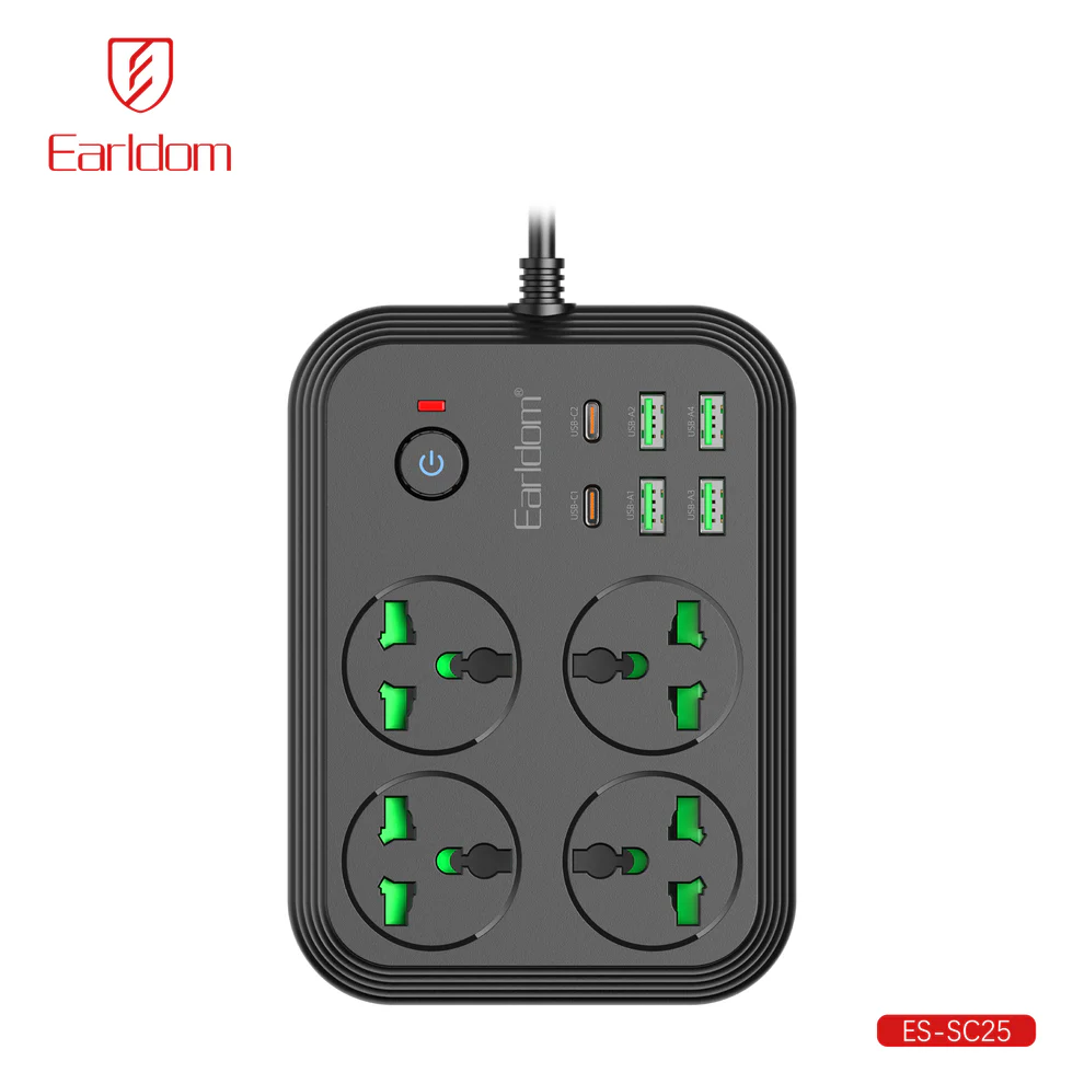 Kabëll Vazhdues EARLDOM SC25 3000W me USB dhe PD Fast Charging