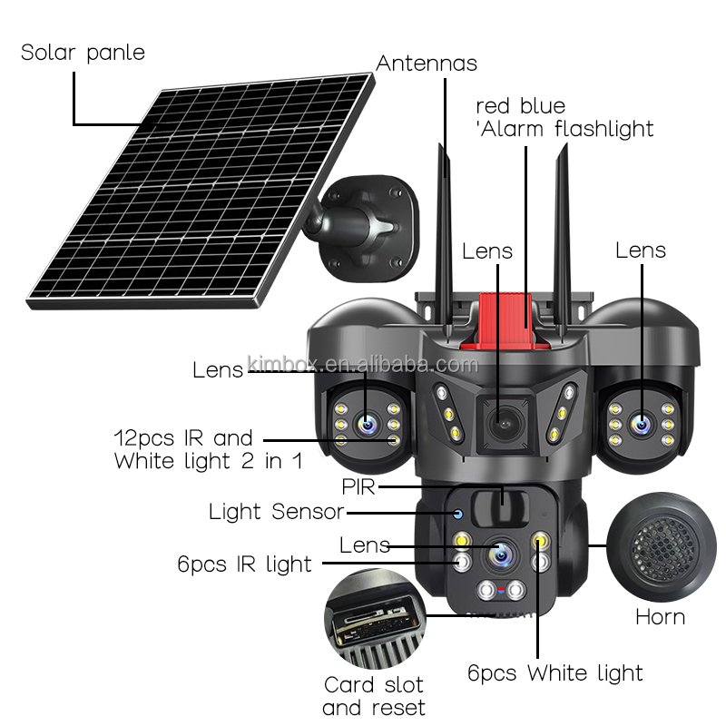 Kamera sigurie 4G Solar PTZ 4 Lens V380 pro - Figura 3