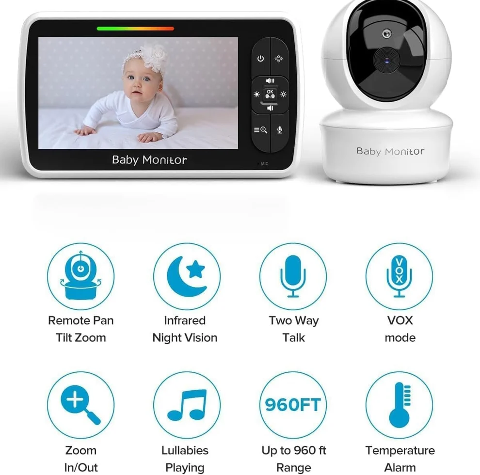 Baby Monitor SM530A me Ekran 5”, Kamerë PTZ dhe Night Vision - Figura 2
