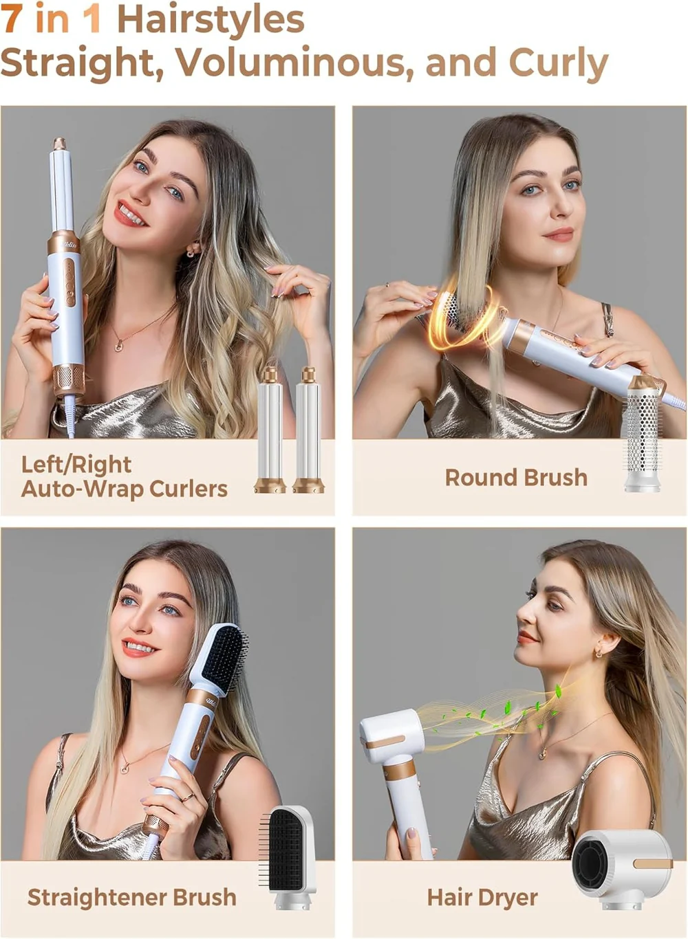 AirStyle Pro 7n1 – Stilues Flokësh me Negative Ion për Tharje, Drejtim dhe Kaçurrela - Figura 2