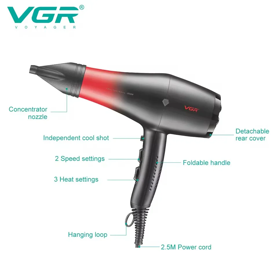 VGR-462 ProDry – Tharëse Profesionale Flokësh me 2400W dhe Teknologji Ionike - Figura 2