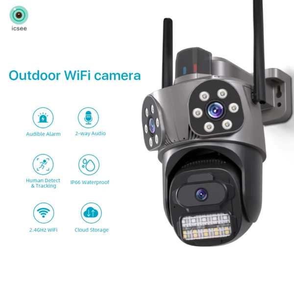 Kamerë sigurie WiFi MS-A35 me 3 lente – iCSee - Figura 2