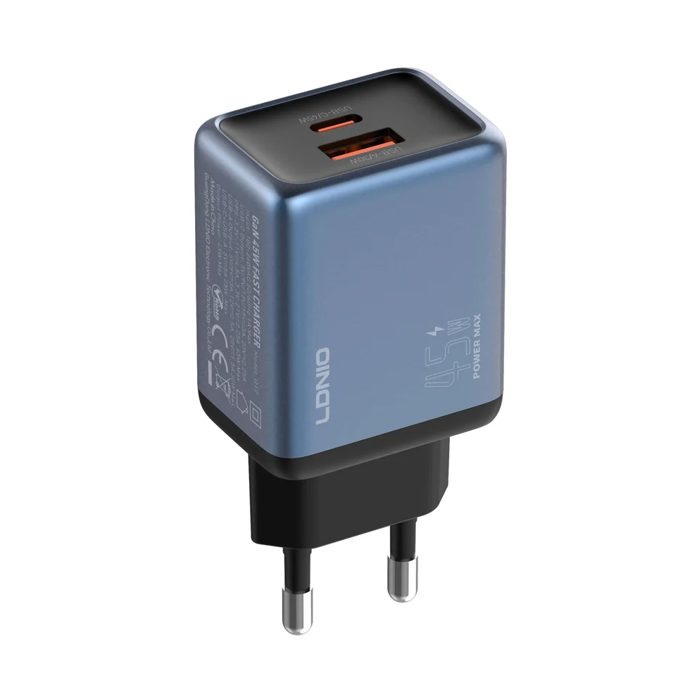 Karikues i Shpejtë LDNIO Q12 45W GaN me USB-C dhe USB-A